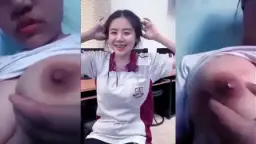 Gadis SMA Seksi Meremas Payudara Besar Hingga Keluar Susu