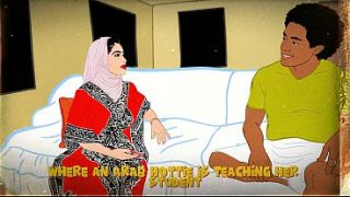 Tutor Arab montok dengan pantat besar ngajarin muridnya trik-trik nakal yang bikin makin greget